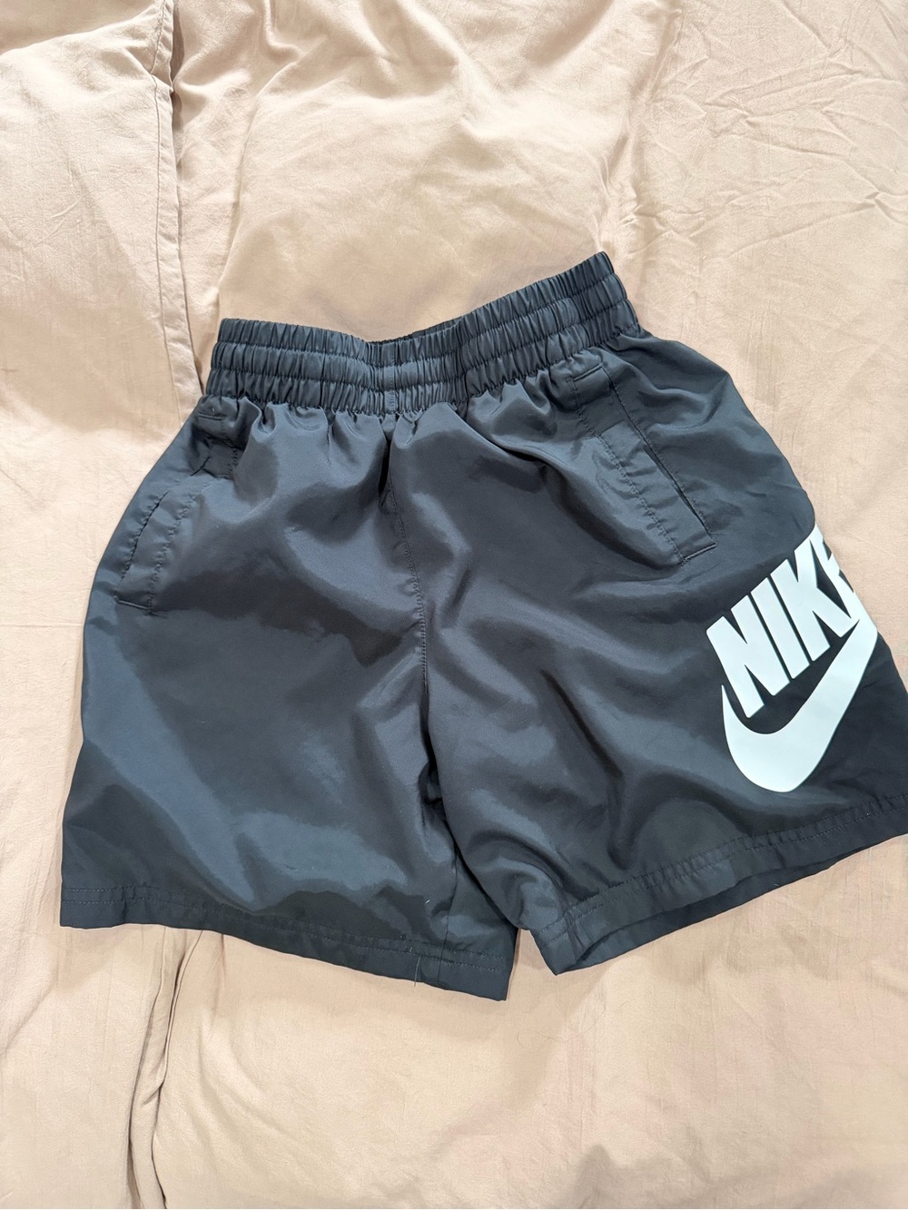 Nike Boys Black Athletic Shorts with White Logo